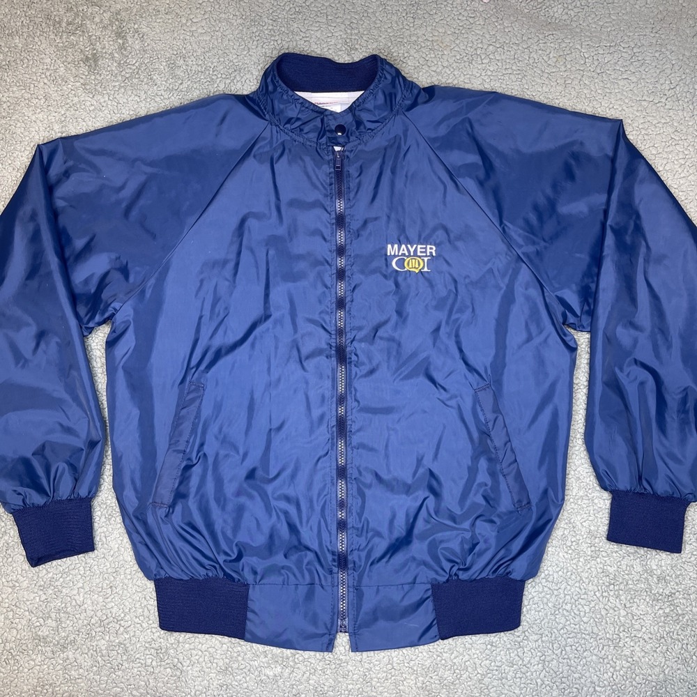 VTG Hartwell Sports Windbreaker Jacket Mens XL Navy Nylon Mayer CQI Electrical